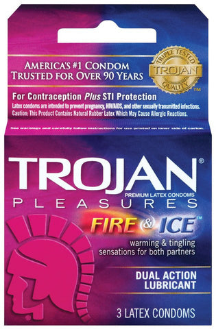 TROJAN - PLEASURES - FIRE & ICE 3'S - 12CT/UNIT